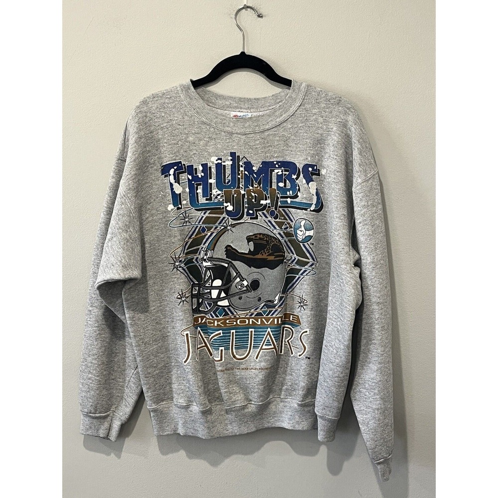 Vintage Jacksonville Jaguars Sweatshirt Men's XL Thumbs Up Banned Logo 90s Utley